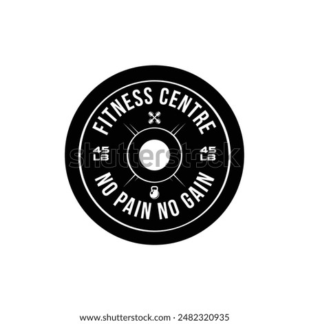 Vector Black and White barbell Plate, logo design