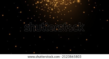 Golden effect glow, glare, explosion, glitter, sun glare, sparks and stars on black background Photo stock © 