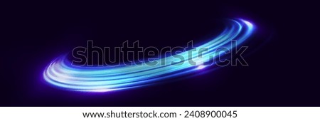 The effect of high-speed light trails. Futuristic dynamic motion technology. Neon glowing lines.	
