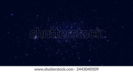 Night starry sky, blue shining glare of light. Abstract dark background.	
