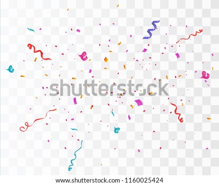 Colorful bright confetti isolated on transparent background. Festive vector illustration Foto d'archivio © 
