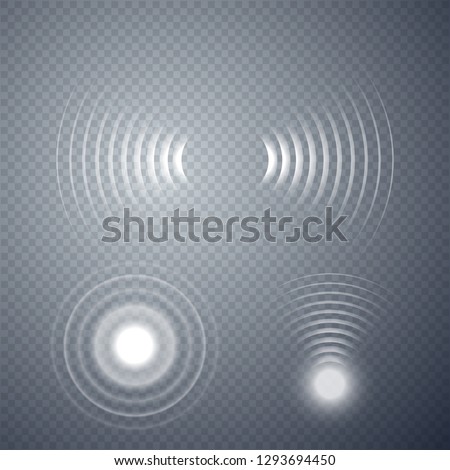 Set of glowing sonar waves. Vector illustration