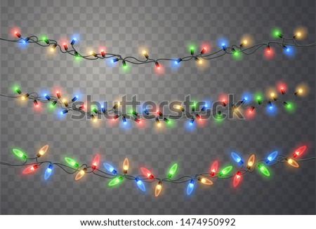 Christmas lights. Vector String with glowing light bulbs.