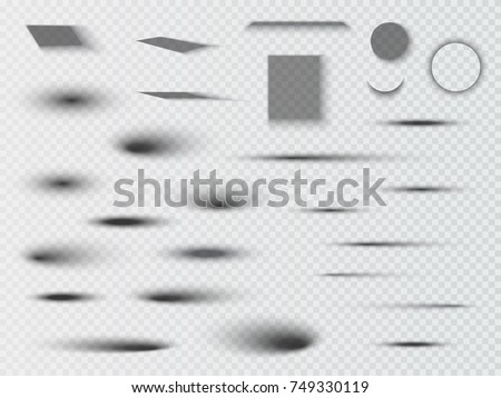Vector shadows isolated. Set of round and square shadow effects.
