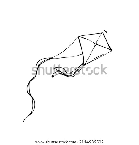 Kite hand drawn outline doodle icon. Vector sketch illustration of kite for print, web, mobile and infographics isolated on white background.