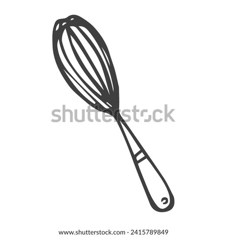 Doodle wire whisk icon in vector. Hand drawn wire whisk icon in vector