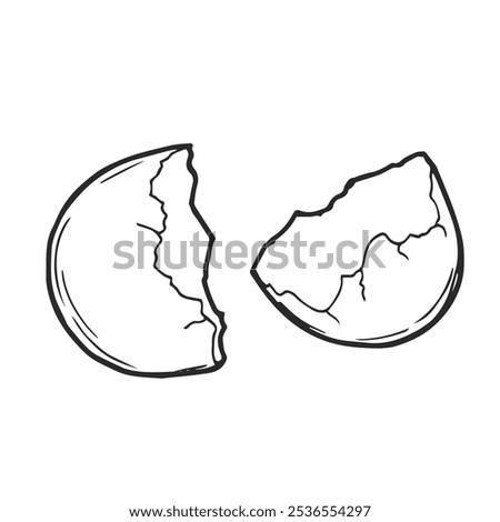 An Empty Open Cracked Egg Shell hand drawn sketch