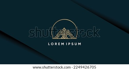 Mountain logo with initial M gold gradient design icon vector illustration