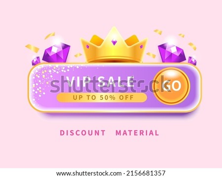 Fantasy purple offer sale header template with crown and purple gems