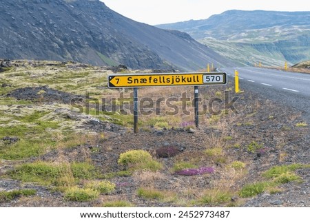 Similar – Foto Bild Panoramablick vom Vulkan Snaefellsjökull über die Halbinsel Snaefells auf Island im Sommer bei Tageslicht