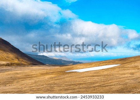 Similar – Foto Bild Panoramablick vom Vulkan Snaefellsjökull über die Halbinsel Snaefells auf Island im Sommer bei Tageslicht