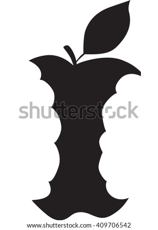Apple Core Eaten, Silhouette, Black