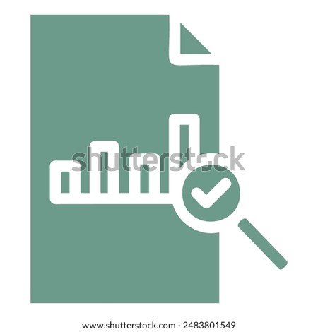 The image depicts a document with a bar chart, representing data, being inspected with a magnifying glass that has a checkmark.