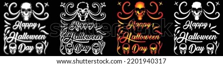 Happy Halloween day, 2022 , 2023 , Halloween design set with a skull for t shirts, poster, social media post, and Halloween greeting cards. vector design.