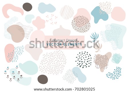 Set of Vector Abstract Brush Strokes, Hand Drawn Design Elements, Organic Shapes, Abstract Backgrounds