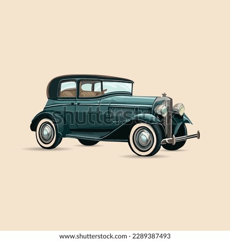 colorful luxury vintage car vector illustration. classic retro vintage car vector