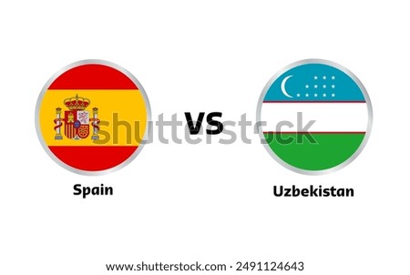 Spain vs Uzbekistan match , isolated on white background