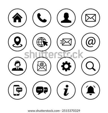 Web icon set , contact icon set , home ,location, e-mail, phone, message, sms, notification, customer service, live 