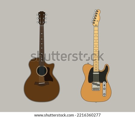 Guitar with flat design vector