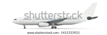 White vector airliner with landing gear on white background