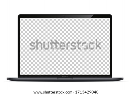 Laptop screen mockup. Laptop dark gray color with blank screen for your design. Realistic vector illustration