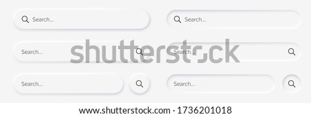 Search bar. Vector set searched navigator, Web elements for browsers, sites, mobile application and search button. Neumorphism design. Vector illustration EPS10