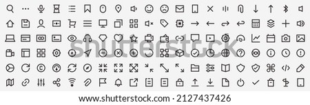 Set 120 pc web icons, Basic Ux Ui Icons. Vector illustration	