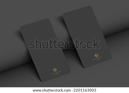 Mockup of a realistic business card with rounded corners, on a textured background with realistic shadows. Vector illustration EPS 10	
