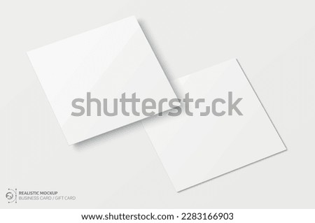 Mockup realistic square business card, gift card. Realistic blank business card with shadow for your design. Vector illustration EPS 10	