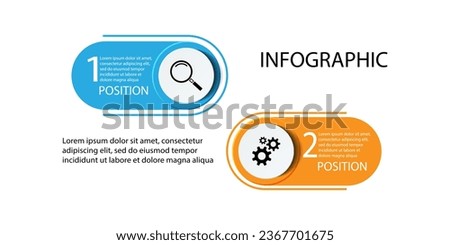 Flat line vector illustration. Infographic template with two elements, circle, dot. Step by step timeline. Designed for business, presentations, web design, diagrams, training with 2 steps.
