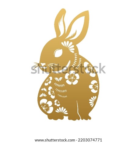 chinese rabbits collection of golden bunnies isolated on white background symbol of 2023 year