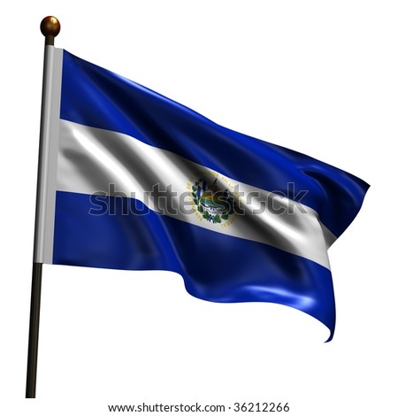 Flag Of El Salvador. High Resolution 3d Render Isolated On White With ...