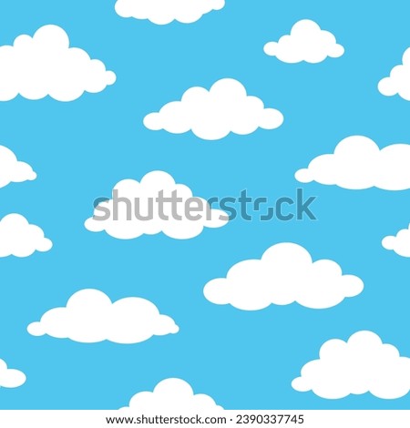 Cloudy Seamless Pattern on Blue Background illustration vector, this seamless pattern is suitable for gift wrap designs, backgrounds, textiles, fabrics and others