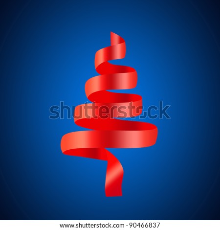 Red ribbon in the shape of a Christmas tree.Perfect for promotional items, christmas & seasons greetings.