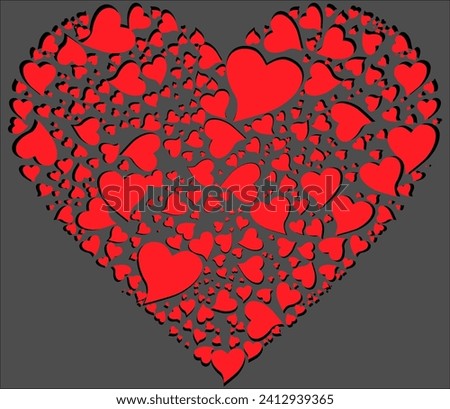  Vector greeting card for valentine day, one huge heart filled with small hearts   