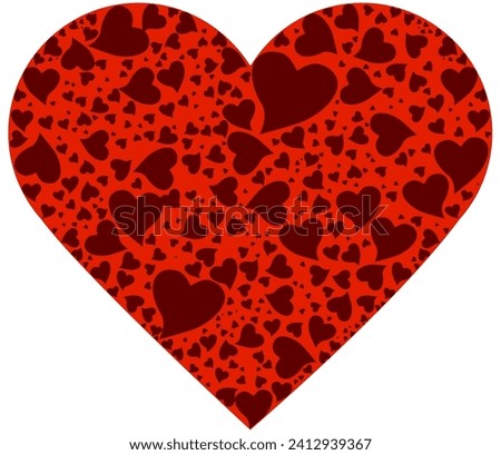  Vector greeting card for valentine day, one huge heart filled with small hearts   