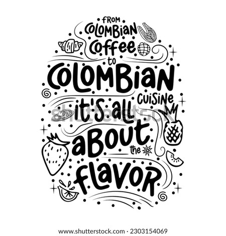 From Colombian coffee to Colombian -Vintage poster, logo. Cooking poster with cooking food. Trendy retro design for Culinary school, food studio Vector.