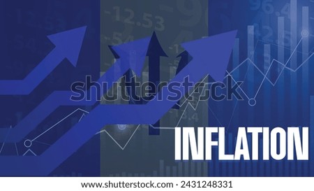 barbados Inflation concept Inflation Graph with Arrows going upword and glowing text. Increasing Inflation worldwide concept backdrop