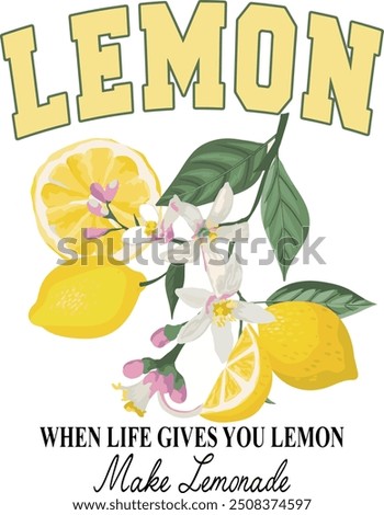 Lemon floral slogan abstract graphic design summer lemon t-shirt trendy