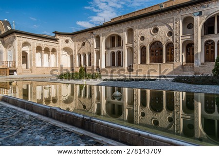 KASHAN, IRAN - NOVEMBER 29 2014: Tabatabaei House, a historic house in Kashan, Iran on November 29, 2014. It was built in early 1880s for the affluent Tabatabaei family.