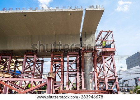 Construction of a bridge at the way,Pathum Thani, Thailand