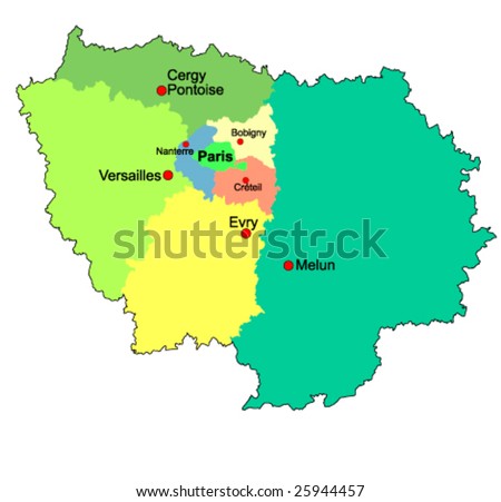 France regions : ile-de-France vector map.