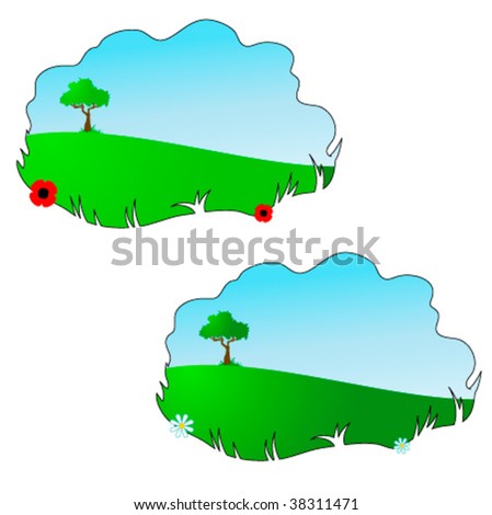 Season (summer & spring) cartoon field background