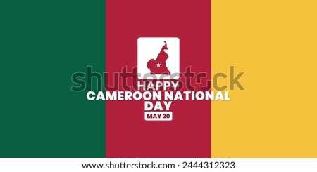 Happy Cameroon National Day or independence day, May 20, social media post, card greeting, banner, template design, print, suitable for event, website, vector, with Cameroon country map illustration.