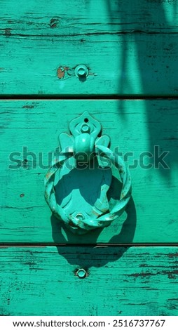 Image, Stock Photo turquoise doors with shadow