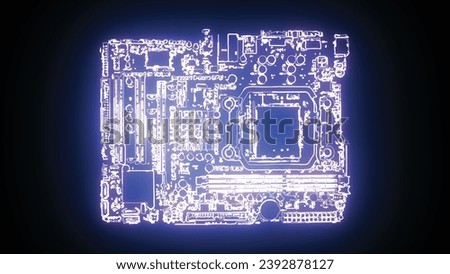 Hyperrealistic  neon computer motherboard  in trendy stylish colors
