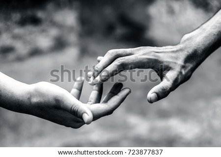 One human hand helping another hand to overcome his fear. Stock foto © 