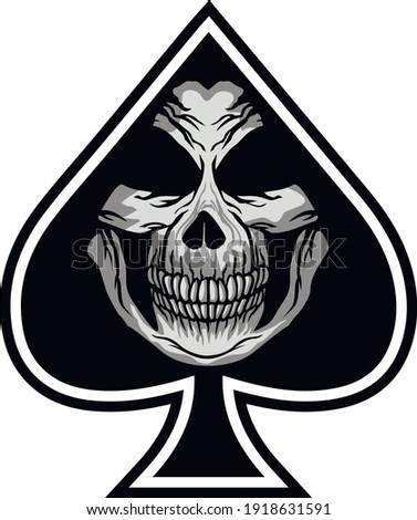 ace of spades with skull, grunge vintage design t shirts