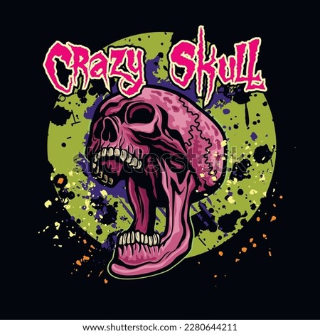 funny,crazy skull, grunge vintage design t shirts