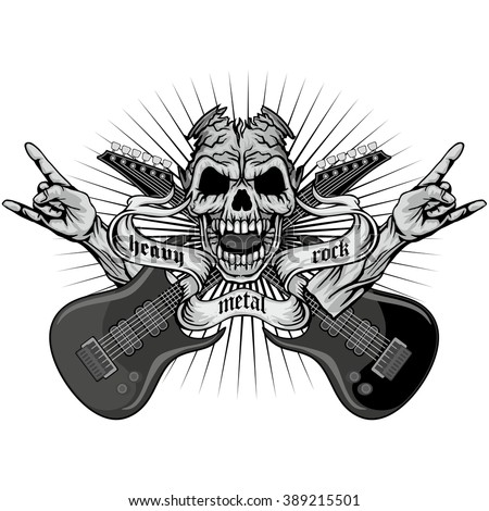 Grunge Skull With Guitars Coat Of Arms Stock Vector 389215501 ...